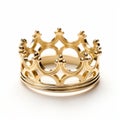 Crown Ring - Elegant Gold Jewelry On White Background