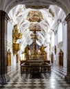 Golden crucifix in Baroque style at Stams Abbey, Tirol, Austria