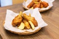 Golden Crunchy Korean Garlic Fried Chicken Wings basic Huraideu-Chikin served fried potato with peel.
