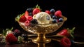 Golden Crusted Gelato With Fresh Berries - High-end Photography