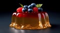 Golden Crusted Jelly Dessert With Fresh Berries