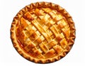 Golden Crusted Peach Pie with Lattice Top on White Background Royalty Free Stock Photo