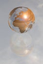 Golden crystal globe europe-africa 3d