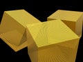 Golden cube on black background