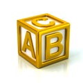 Golden cube with letters A, B and C