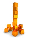 Golden cubes tower. business success concept