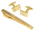 Golden cuff link and tie pin