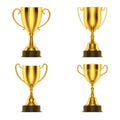 Golden cup award, 3D gold goblet trophy prize