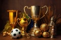 golden cup with various trophy awards