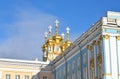 Golden cupolas of Catherine Palace church. Royalty Free Stock Photo