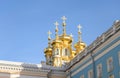 Golden cupolas of Catherine Palace church. Royalty Free Stock Photo