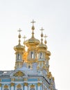 Golden cupolas of Catherine Palace church. Royalty Free Stock Photo