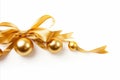 Golden curly ribbon for christmas and birthday present banner isolated on white background Royalty Free Stock Photo