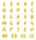 Golden currency symbols