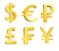 Golden currency symbols
