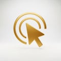 Golden Cursor Icon with Concentric Circles on a White Background Keywords: cursor, mouse pointer, click, select, choice, action, Royalty Free Stock Photo