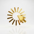 Golden Cursor Icon and Loading Spinner on White Background mouse pointer Royalty Free Stock Photo
