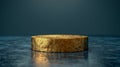 Golden Cylindrical Object on Textured Reflective Surface Royalty Free Stock Photo