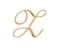 Golden 3d alphabet, 3d illustration, lowercase and uppercase, symbol, letter z Royalty Free Stock Photo