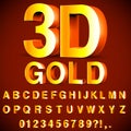 Golden 3D Alphabet and Numbers Royalty Free Stock Photo