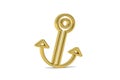 Golden 3d anchor icon isolated on white background Royalty Free Stock Photo
