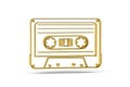 Golden 3d audio tape icon isolated on white background