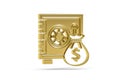 Golden 3d bank safe icon isolated on white background Royalty Free Stock Photo