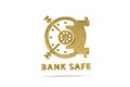 Golden 3d bank safe icon isolated on white background Royalty Free Stock Photo