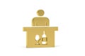 Golden 3d bartender icon isolated on white background