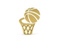 Golden 3d basketball icon isolated on white background Royalty Free Stock Photo