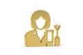 Golden 3d beautician icon isolated on white Royalty Free Stock Photo