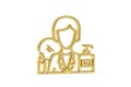 Golden 3d beautician icon isolated on white Royalty Free Stock Photo