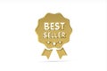 Golden 3d bestseller icon isolated on white background