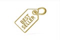 Golden 3d bestseller icon isolated on white background