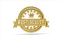 Golden 3d  bestseller icon isolated on white background Royalty Free Stock Photo
