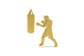 Golden 3d boxing icon isolated on white background