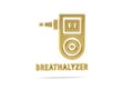 Golden 3d breathalyzer icon isolated on white background