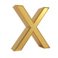 Golden 3d capital letter X symbol isolated on white background illustration design Royalty Free Stock Photo