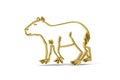 Golden 3d capybara icon isolated on white background