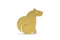 Golden 3d capybara icon isolated on white background