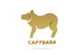 Golden 3d capybara icon isolated on white background