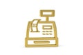 Golden 3d cash register icon isolated on white background