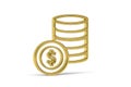 Golden 3d coins stack icon isolated on white background Royalty Free Stock Photo