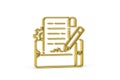 Golden 3d copywriter icon isolated on white background