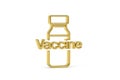 Golden 3d covid vaccination icon on white background - Coronavirus vaccination