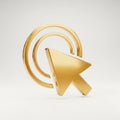 Golden 3D Cursor Icon with Concentric Rings on a Light Grey Background pointer mouse cursor Royalty Free Stock Photo