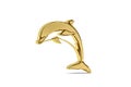 Golden 3d dolphin icon isolated on white background