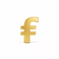 A golden 3D Dutch guilder symbol standing on a white surface Royalty Free Stock Photo