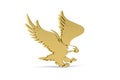 Golden 3d eagle icon isolated on white background Royalty Free Stock Photo
