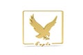 Golden 3d eagle icon isolated on white background Royalty Free Stock Photo